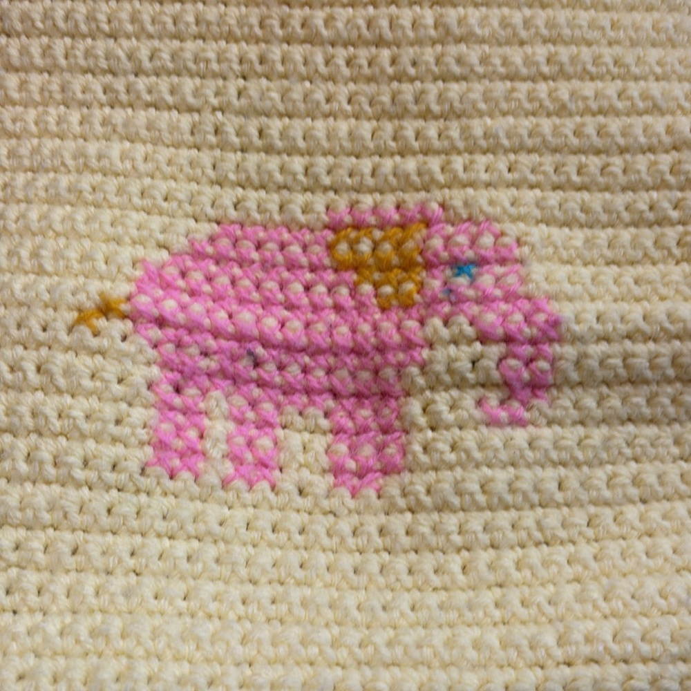 Handmade Crochet Baby Blanket with Animal Patterns 28” x 38” - Picture 4 of 7